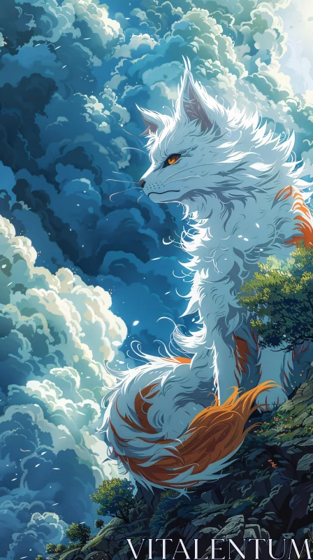 AI ART Mountain Guardian Fox with Fiery Gaze