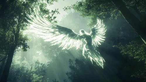 Luminous Angel in Forest Canopy