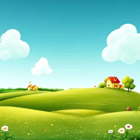 Whimsical Green Hills Landscape