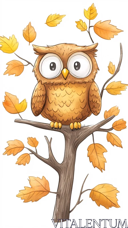 AI ART Charming Owl Illustration