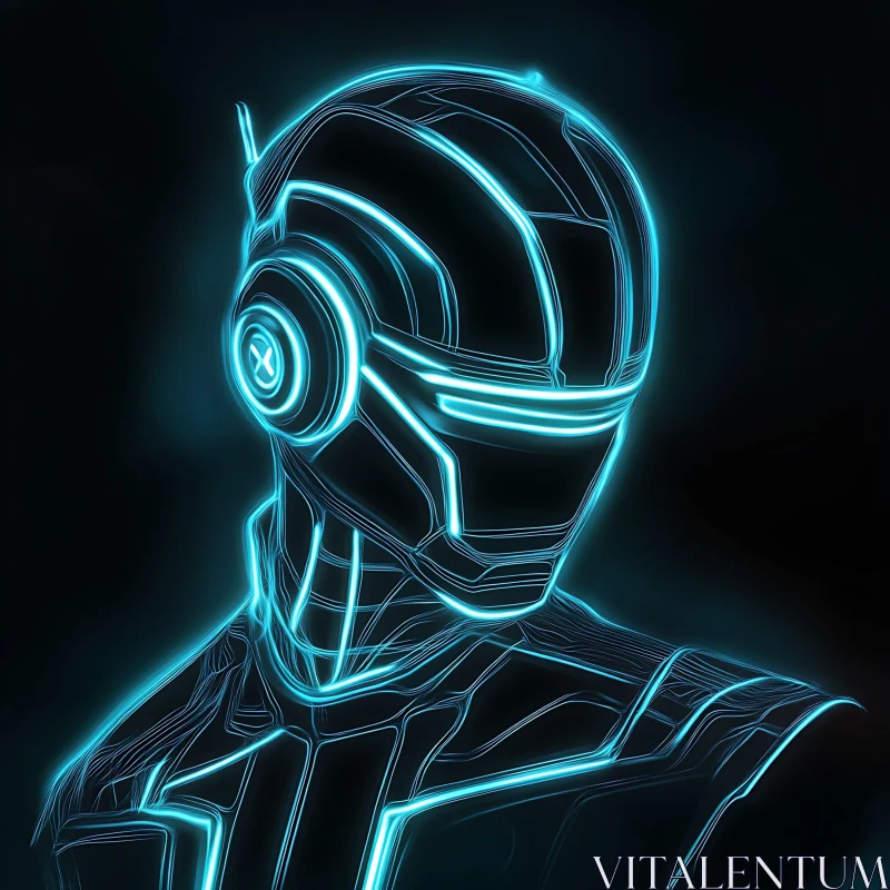 AI ART Neon-Accented Cyborg in Futuristic Style