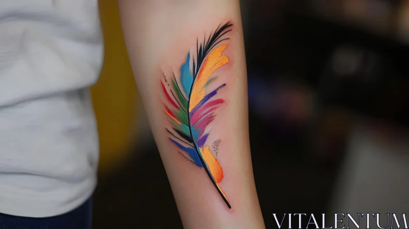 Vibrant Feather Tattoo Art AI Image