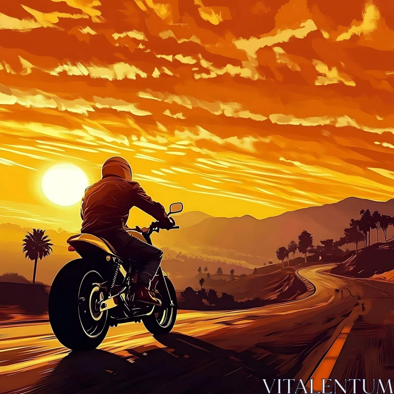 Sunset Motorcycle Adventure AI Image