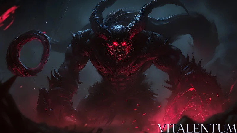 AI ART Shadow Demon with Red Eyes