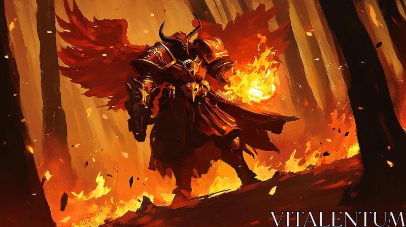 AI ART Fiery Demon Warrior Illustration