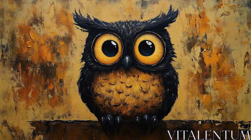 Owl Painting with Abstract Background AI Image