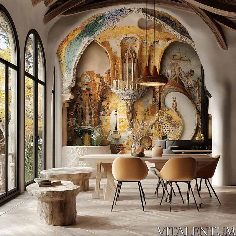 AI ART Modern Interior with Artistic Mosaic