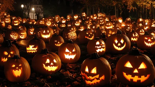 Illuminated Pumpkins: Halloween Night Scene