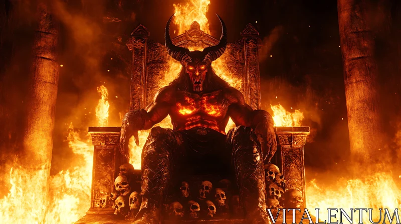 Demon on Throne in Hellfire AI Image