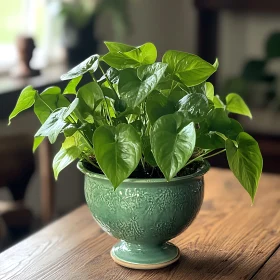 Indoor Potted Plant with Green Leaves