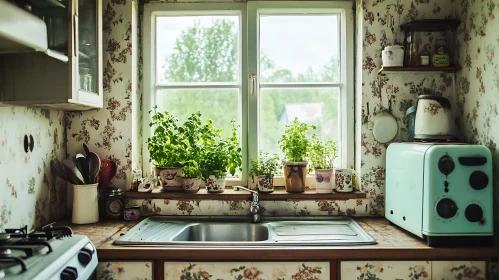 Charming Floral Kitchen Interior