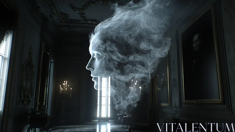 Ghostly Woman in Antique Room