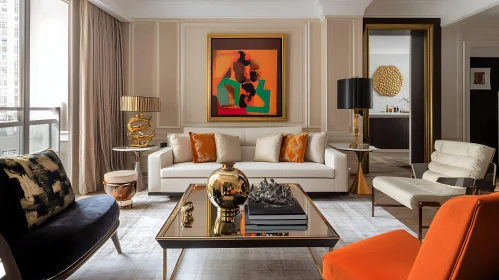 Modern Living Space with Abstract Art
