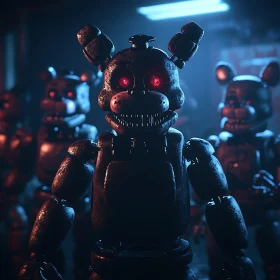 Menacing Robot Figure in Dark Setting