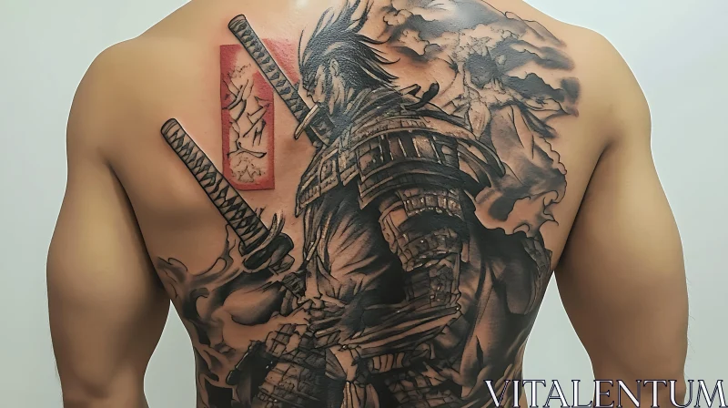 Full Back Samurai Tattoo Design AI Image