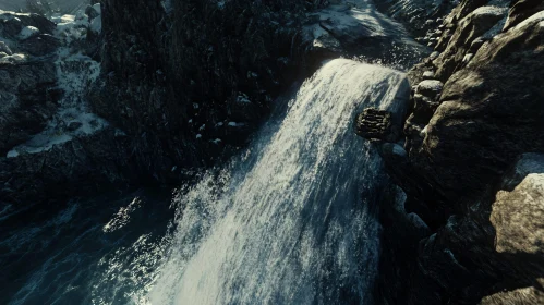 Scenic Waterfall Landscape with Rocky Terrain