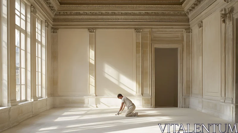Man Restoring Room Filled with Sunlight