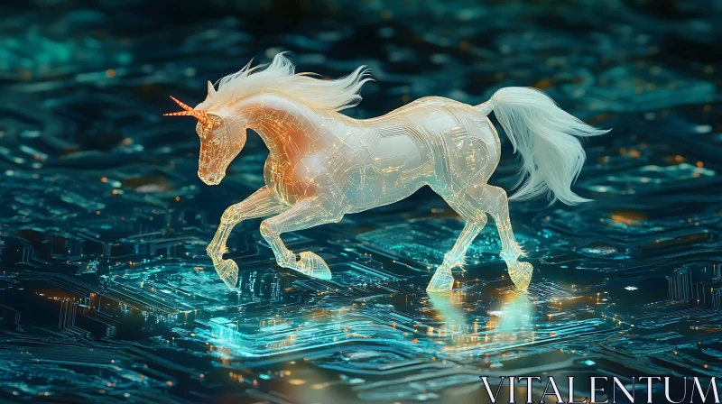Circuit Board Unicorn AI Image
