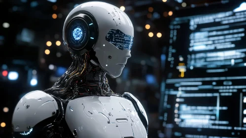 Advanced AI Robot in Technological Setting