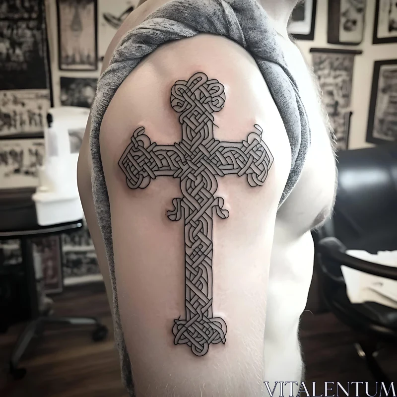 Detailed Celtic Knot Cross Tattoo