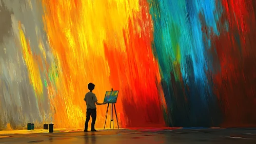 Abstract Art with Person Painting