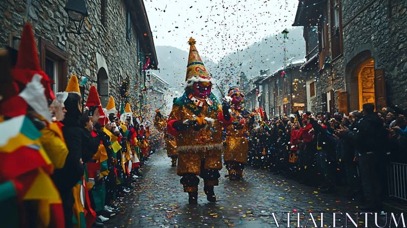 Festive Street Carnival with Confetti