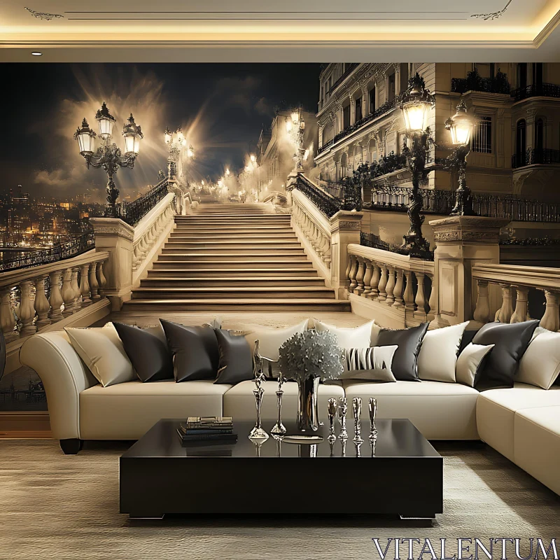 Luxury Interior with Grand Staircase View