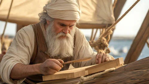 Traditional Woodworker at His Craft