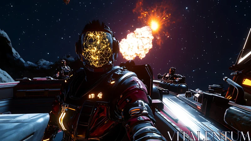 Futuristic Astronaut in Space Scene