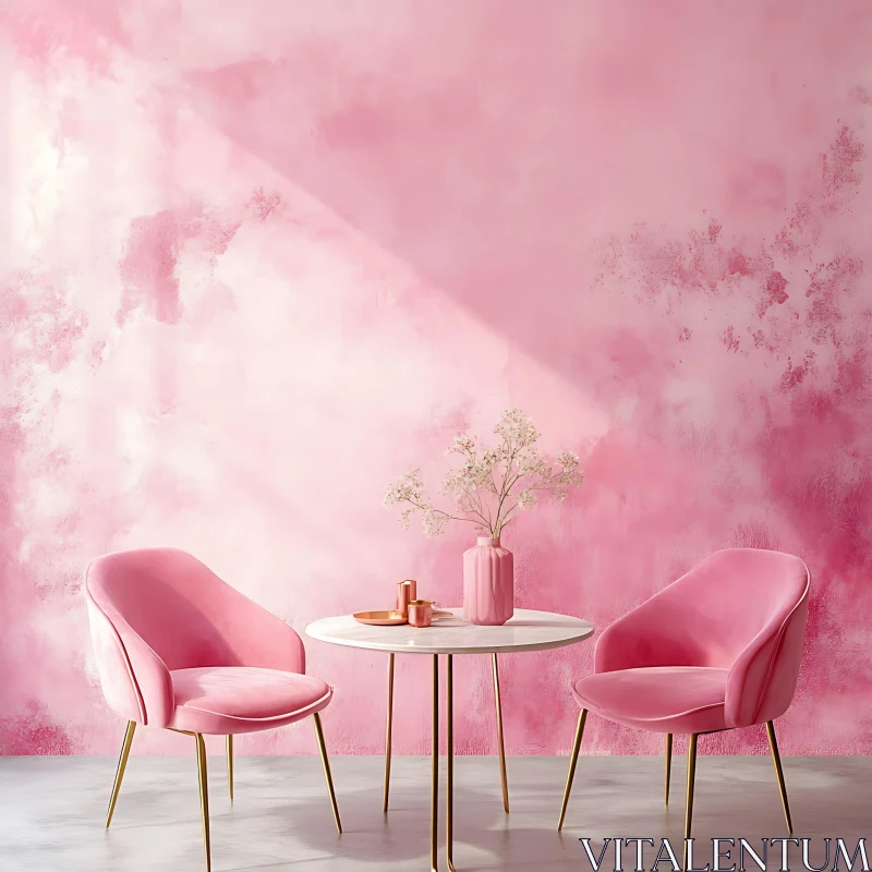 Serene Pink Room with Table and Chairs