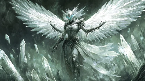 Celestial Guardian Among Crystalline Shards