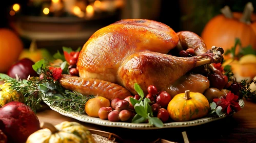 Thanksgiving Turkey with Autumnal Garnishes