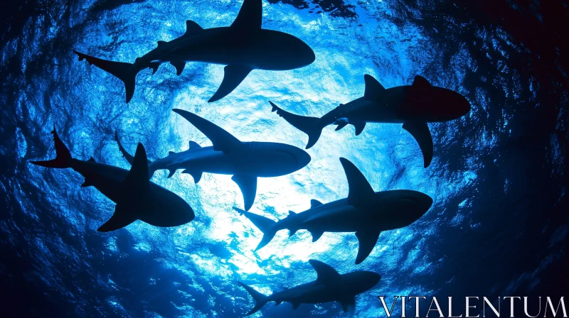 Graceful Sharks in Deep Blue Ocean