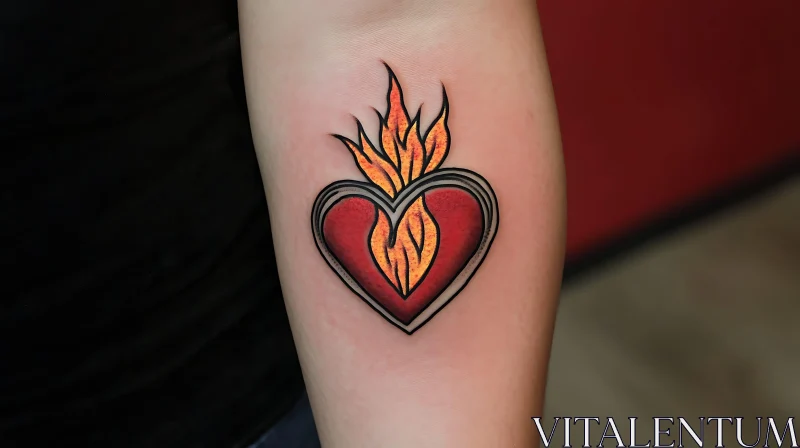 Fiery Heart Arm Tattoo