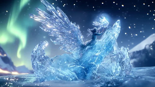 Frozen Angel with Ice Wings Art
