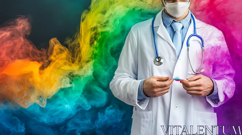 Medical Professional in Colorful Haze
