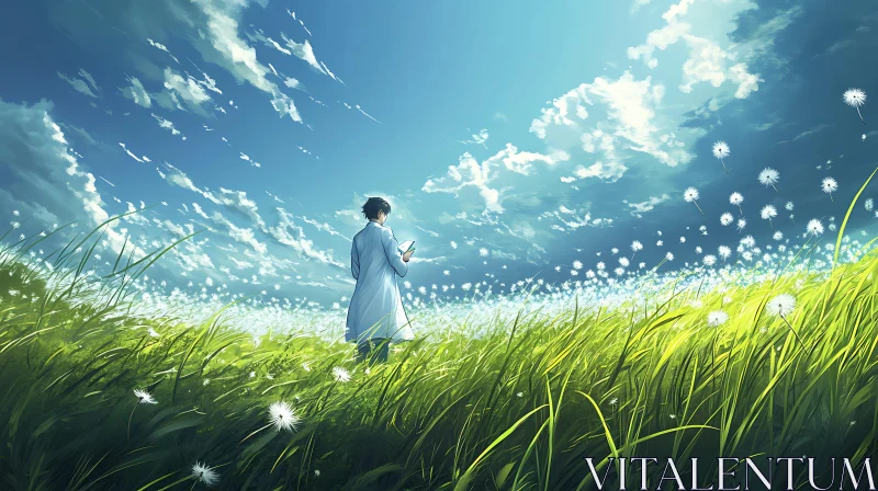 AI ART Person in Field of Dandelions