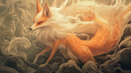 Fox in Smoky Dreamscape