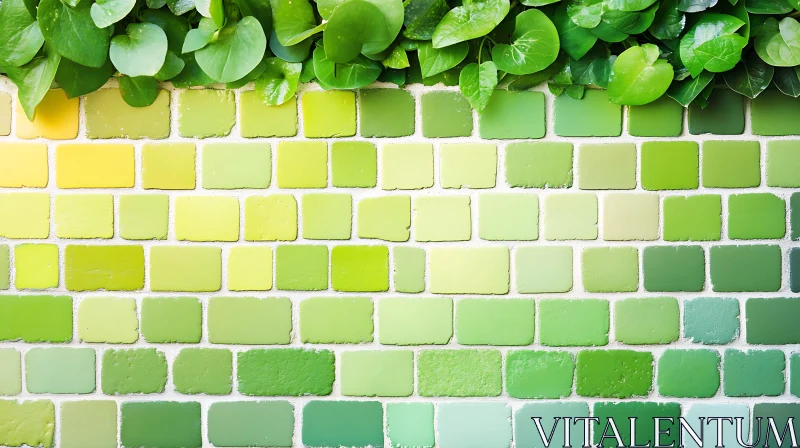 Chromatic Green Brickwork with Natural Adornment