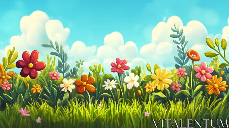 Colorful Flowers in a Sunny Meadow