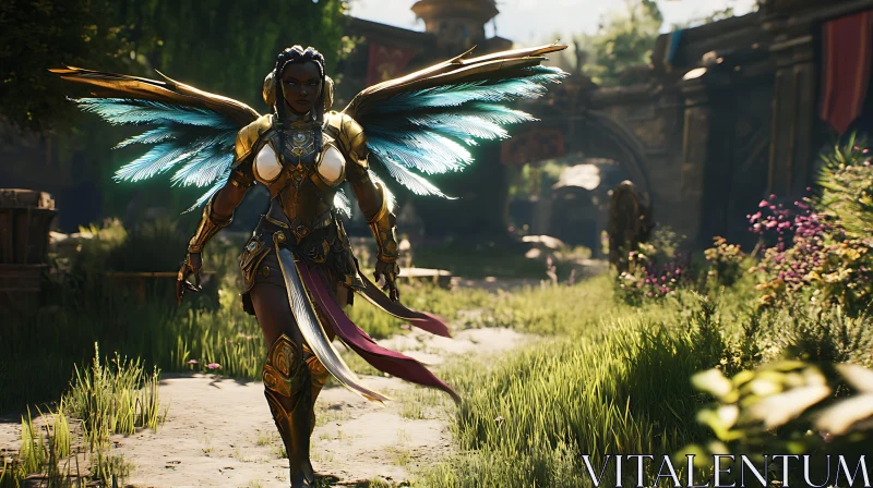 Fantasy Angel in Golden Armor