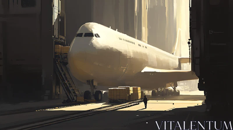 Giant Airplane Awaiting Departure