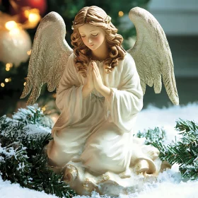 Serene Angel Praying in Winter Snow