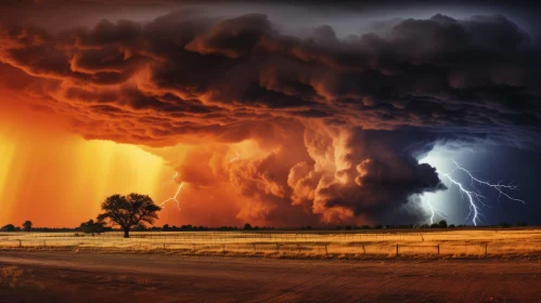 Captivating Nature: Lightning over the Country at Sunset