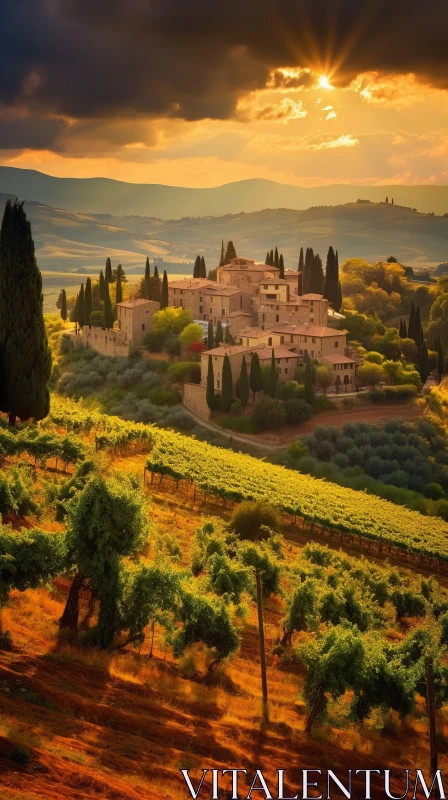 Captivating Vineyard and Castle in Tuscany, Italy | Photo-Realistic Landscapes AI Image