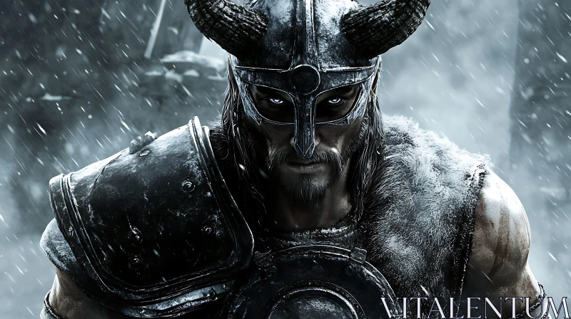 Armored Warrior Stares Intensely