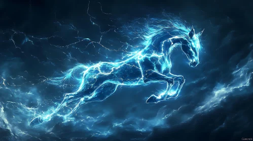 Electric Horse Leaping in the Night