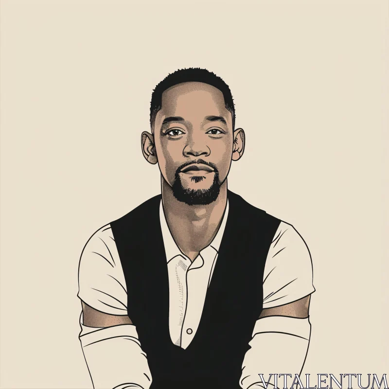 Minimalist Portrait of Will Smith AI Image