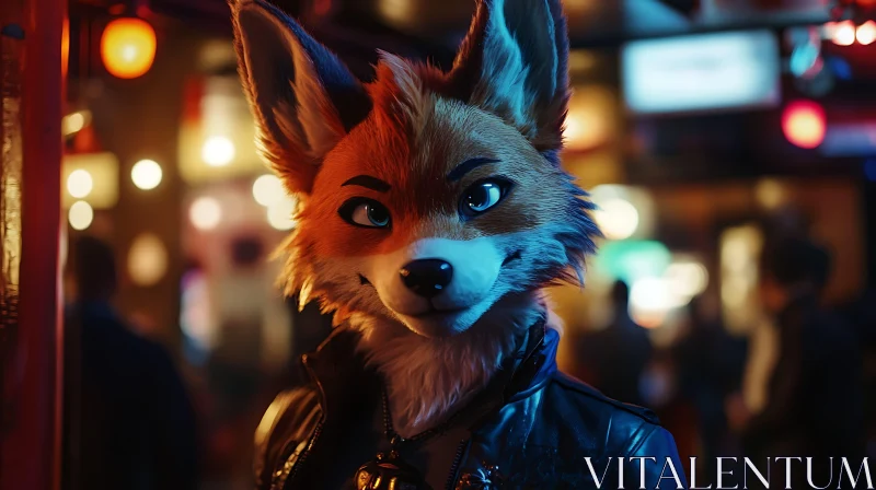 Stylish Anthropomorphic Fox in Urban Setting AI Image