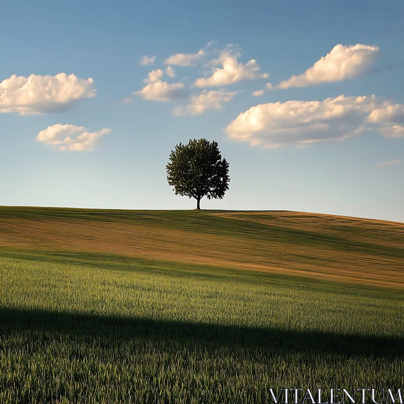Lone Tree Under Cloudy Sky